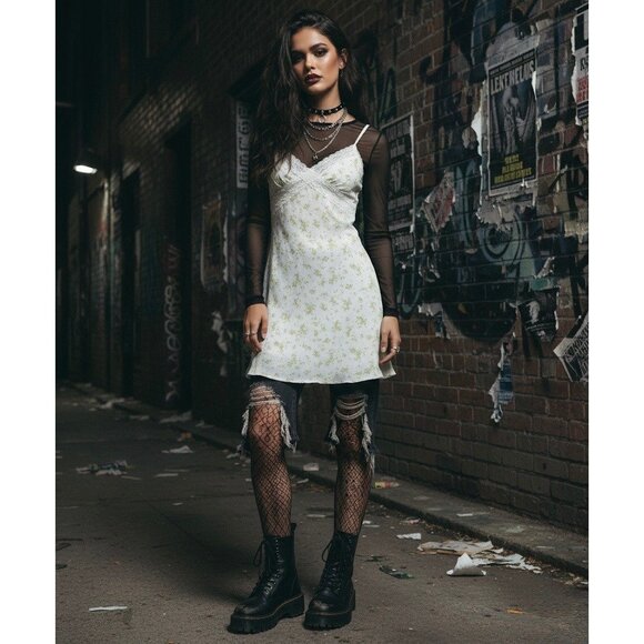 Forever 21 Floral Lace Bodycon Mini Slip Dress | Coquette Boho Grunge Fairycore - Picture 14 of 16